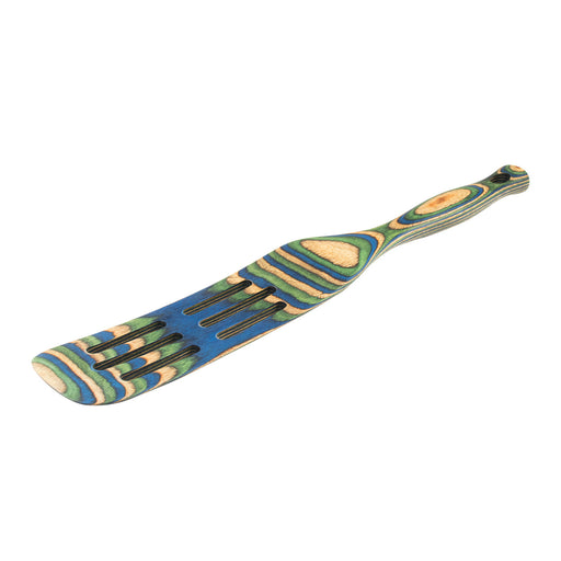 Island Bamboo Pakkawood 13-Inch Slotted Spurtle, Peacock