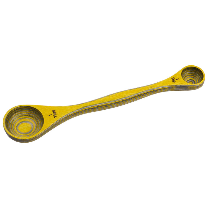 Island Bamboo 9-Inch Pakkawood Double Sided Measuring Spoon, Lemon