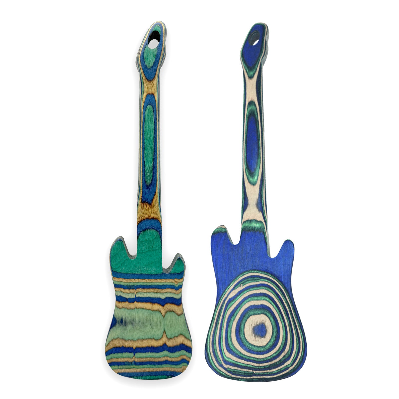 Island Bamboo Pakkawood Guitar Spoon and Spatula, Set of 2, Peacock