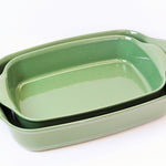 Emile Henry Rectangle Baking Dish, Set of 2, 14" x 9" and 16.5" X 10.5", Sage