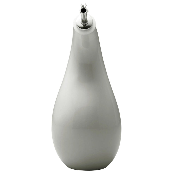Rachael Ray Glazed Ceramic EVOO Olive Oil Bottle Dispenser with Spout, Sea Salt Gray