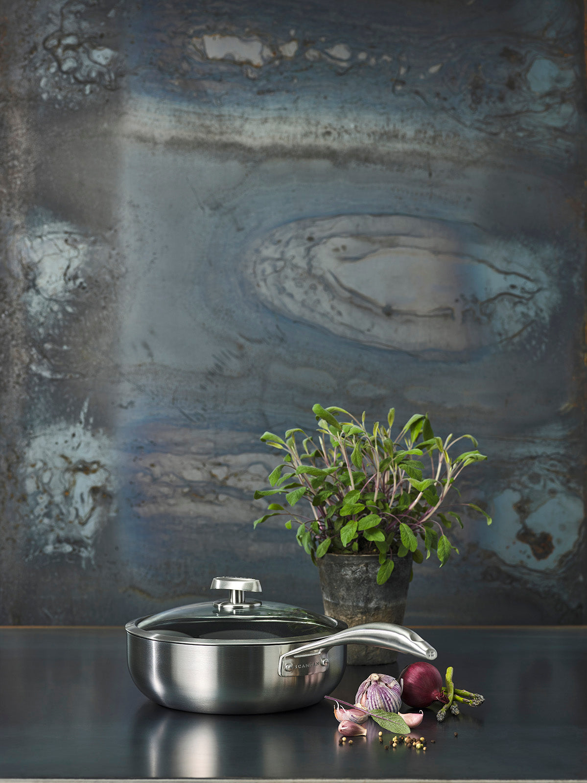 Scanpan CS+ 4-Quart Covered Deep Sauté Pan, Stainless Steel Nonstick, Induction Ready