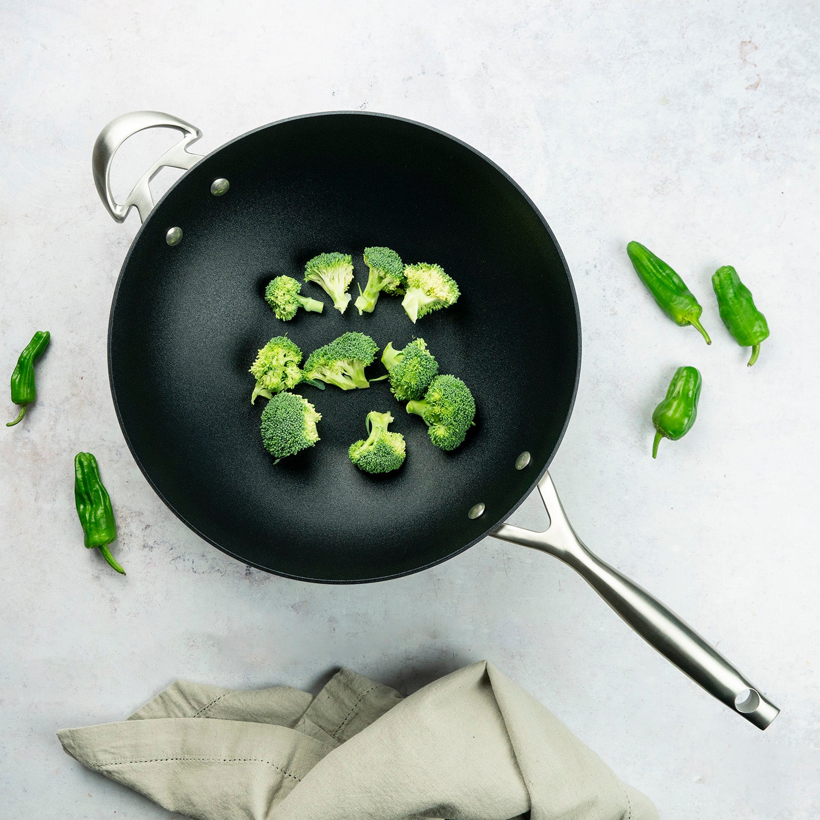 Scanpan CS+ 12.5-Inch Stainless Steel Nonstick Wok, Induction Ready