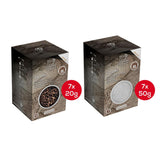 Peugeot Salt & Pepper Sachet Bundle – 14 Sachets Total – Tan Hoi Black Peppercorns (7 x 20g) & Coarse Dry White Salt (7 x 50g)