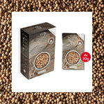 Peugeot Pepper & Salt Sachet Bundle – 15 Sachets Total – Sarawak White Pepper (4 x 20g), Tan Hoi Black Pepper (4 x 20g), & Coarse Dry White Salt (7 x 50g)