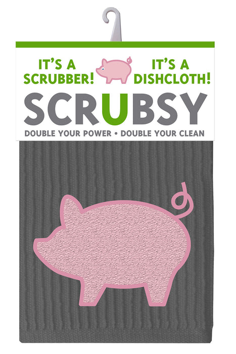 MU Kitchen Scrubsy Dish Cloth and Scrubber, Pig