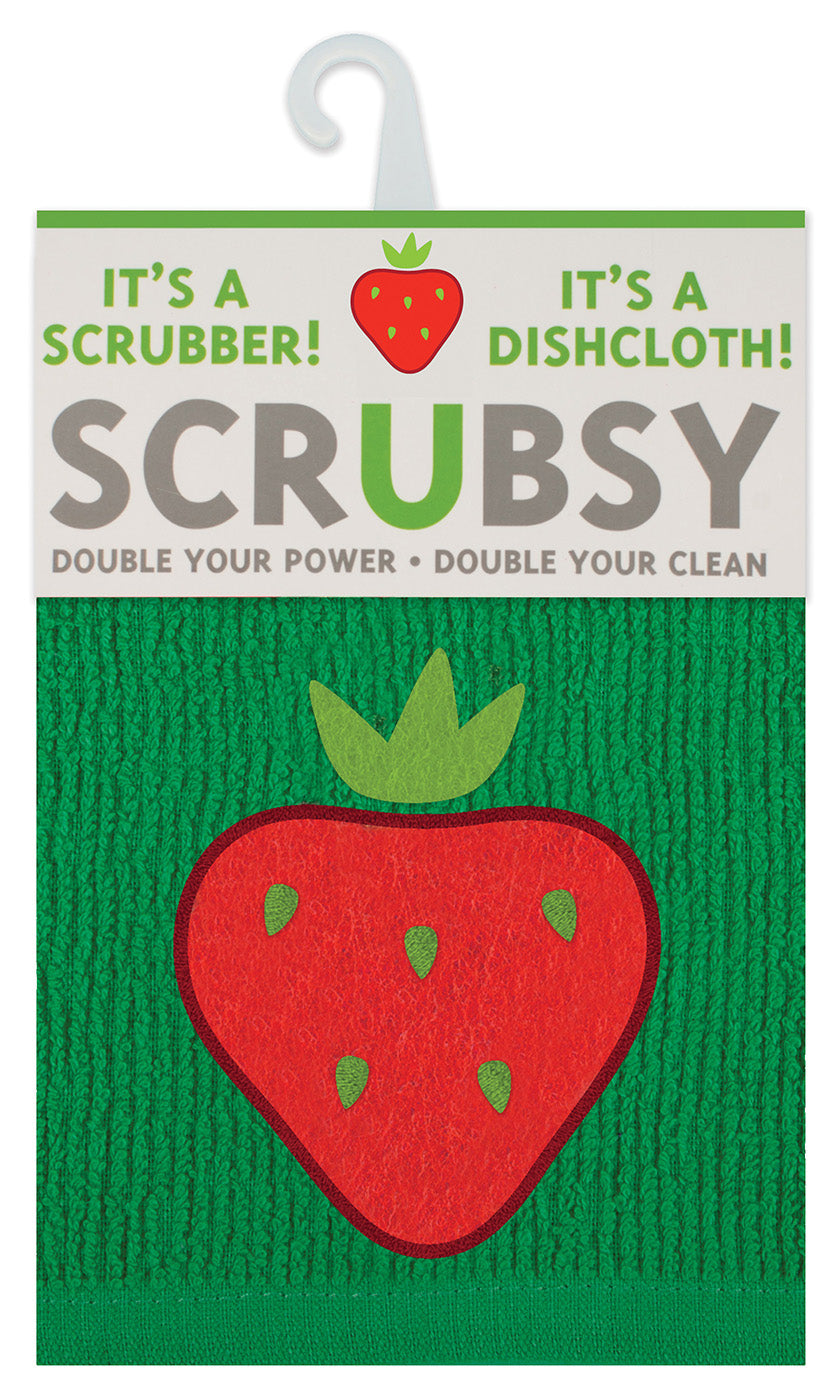 MU Kitchen Scrubsy Dish Cloth and Scrubber, Strawberry