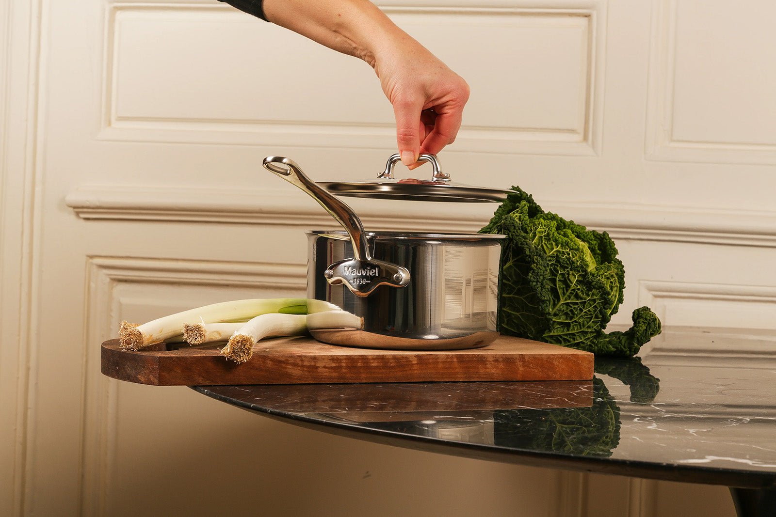 Mauviel M'Cook 3.6 qt Stainless Steel Saucepan & Lid