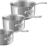 Mauviel M'Cook Set Of 3 Stainless Steel Saucepans, 1.9, 2.6, 3.6 Quart