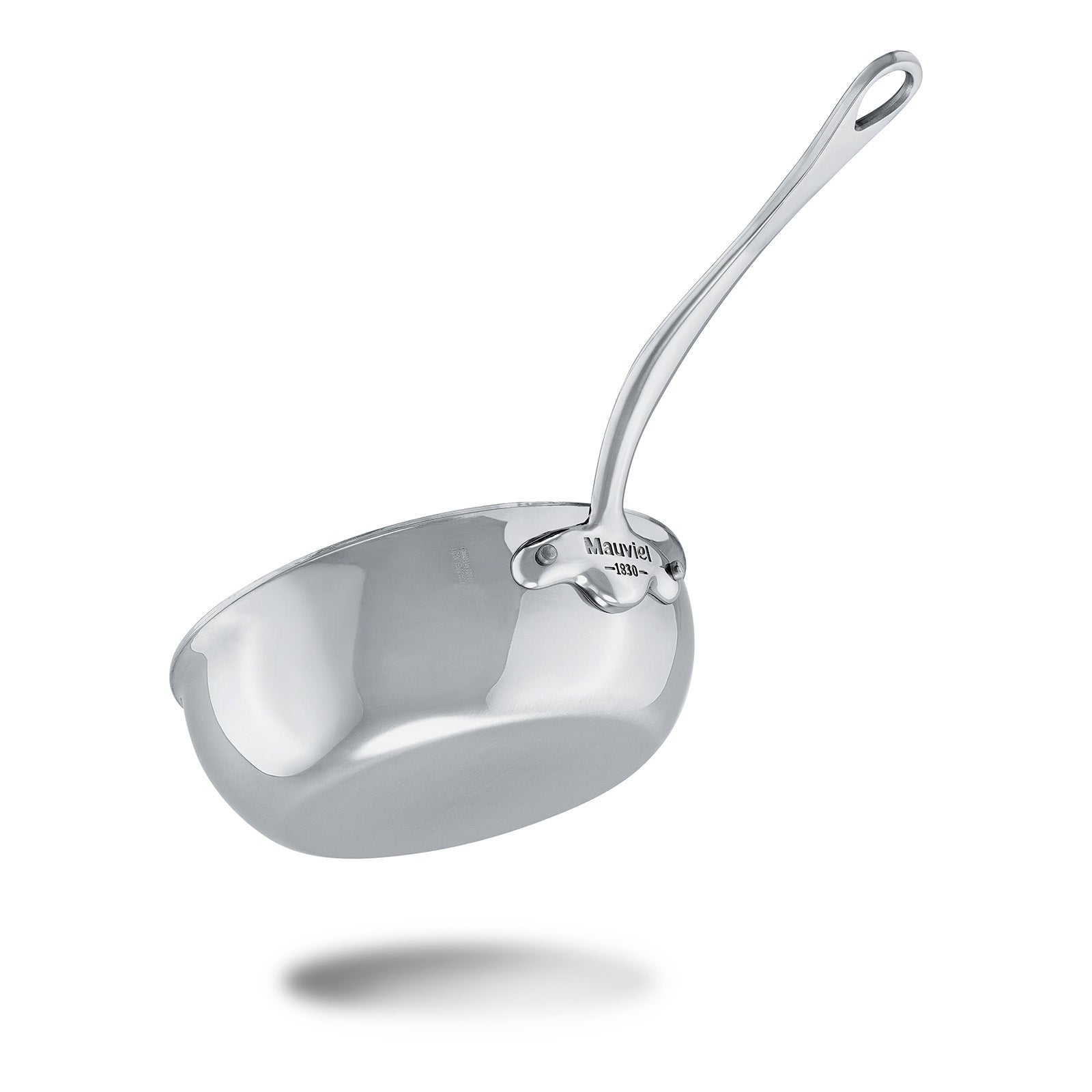 Mauviel M'Cook 1.1 qt. Stainless Steel Curved Splayed Saute Pan with Lid