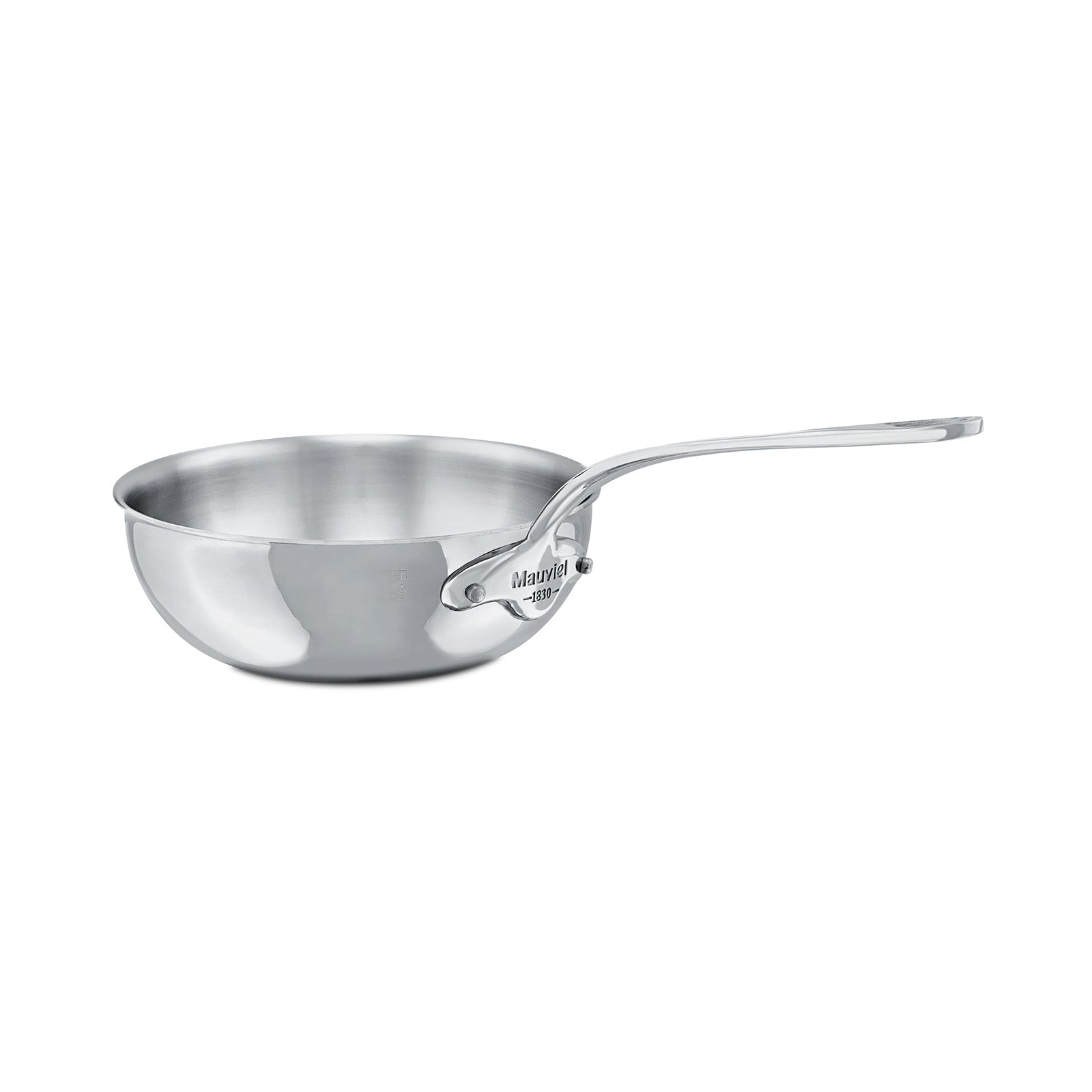 Mauviel M'Cook 1.1 qt. Stainless Steel Curved Splayed Saute Pan with Lid