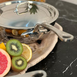 Mauviel M'Cook 1.1 qt. Stainless Steel Curved Splayed Saute Pan with Lid