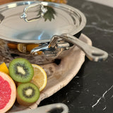 Mauviel M'Cook 1.1 qt. Stainless Steel Curved Splayed Saute Pan with Lid