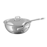 Mauviel M'Cook 1.1 qt. Stainless Steel Curved Splayed Saute Pan with Lid