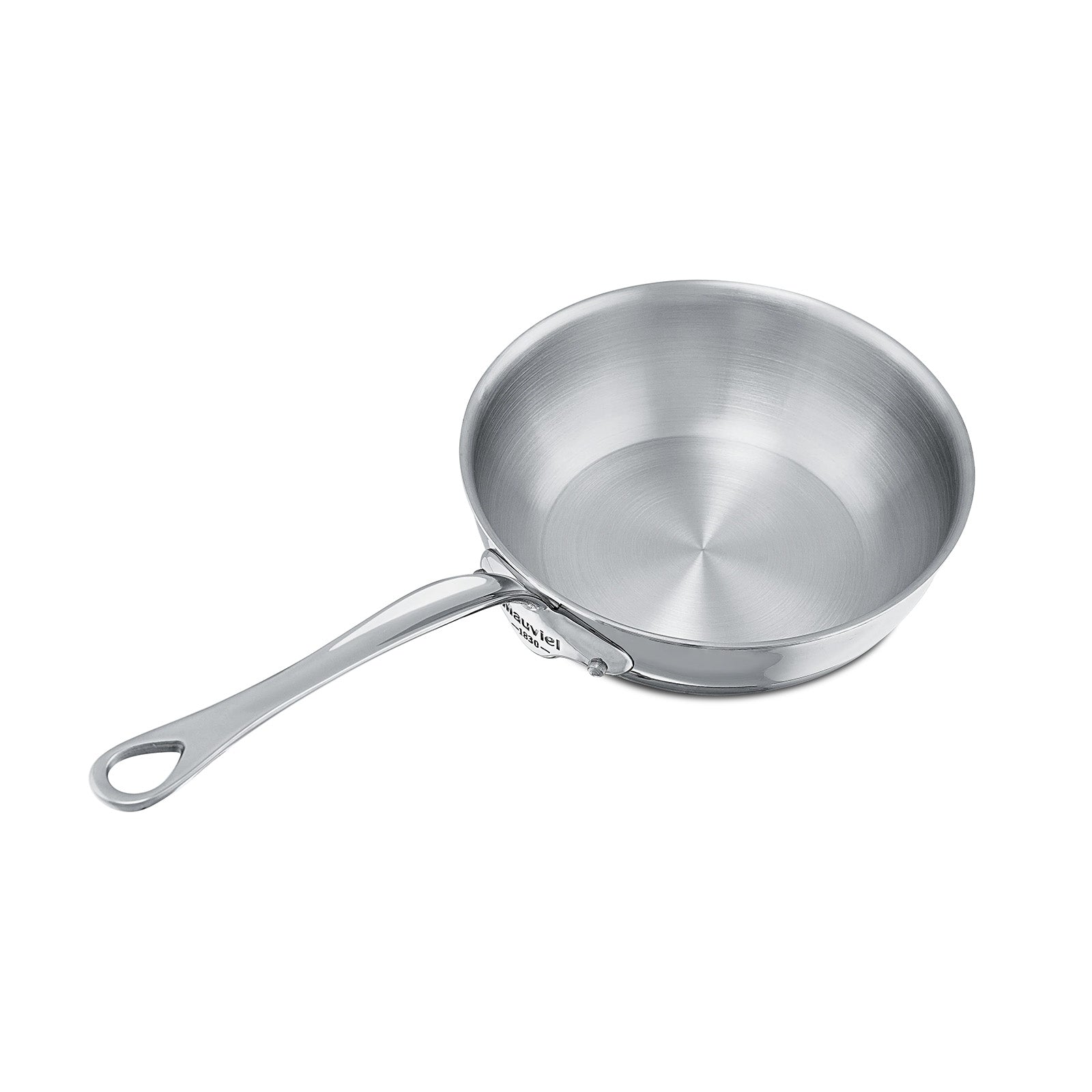 Mauviel M'Cook 2.1 qt. Stainless Steel Curved Splayed Saute Pan with Lid