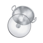 Mauviel M'Cook Stainless Steel Wok with Glass Lid & Cast Handles, 12.6 Inch