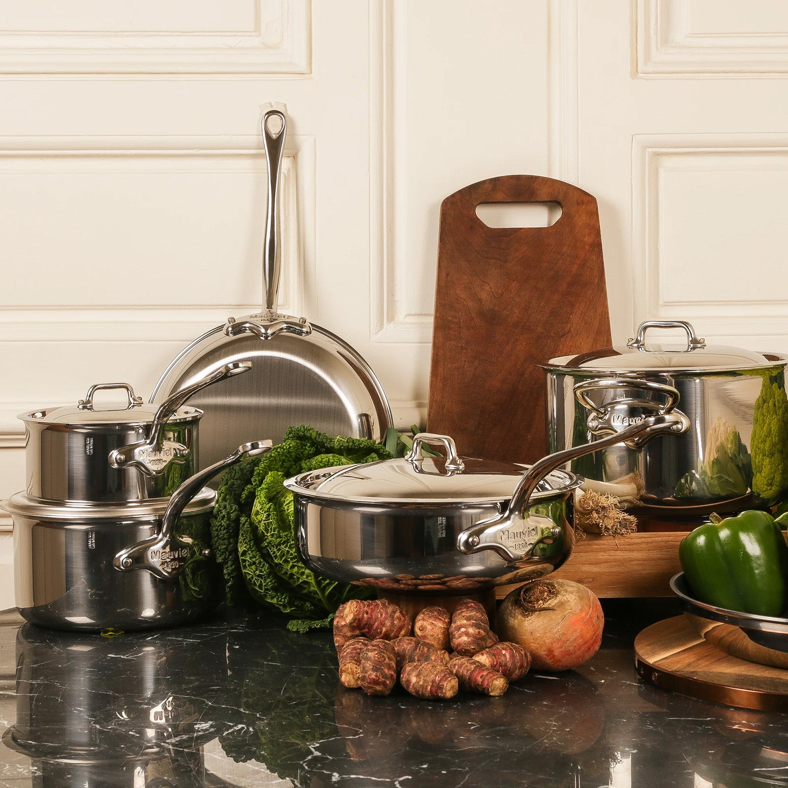 Mauviel M'Cook 9.1 qt. Ferritic Steel Magnetic Stock Pot with Lid