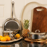 Mauviel M'elite 3.2 Quart Splayed Saute Pan & Lid, Cast Stainless Steel Handle
