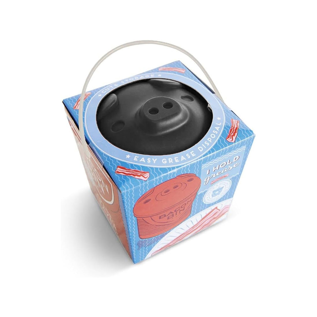 Talisman Designs Bacon Bin Silicone Grease Container with Strainer, 1 cup, Black