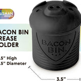 Talisman Designs Bacon Bin Silicone Grease Container with Strainer, 1 cup, Black