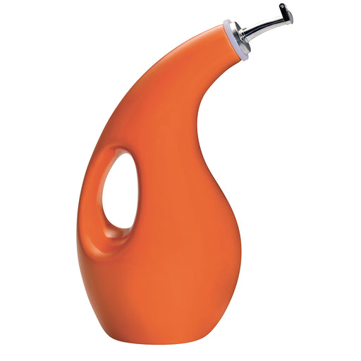 Rachael Ray Glazed Ceramic EVOO Olive Oil Bottle Dispenser with Spout, Orange