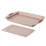 Rachael Ray Cucina 2 Piece Crisper Pan Set, Red Handles