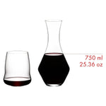 Riedel Stemless Wings Set, 4 Cabernet glasses & 1 Merlot Decanter