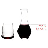 Riedel Stemless Wings Set, 4 Cabernet glasses & 1 Merlot Decanter