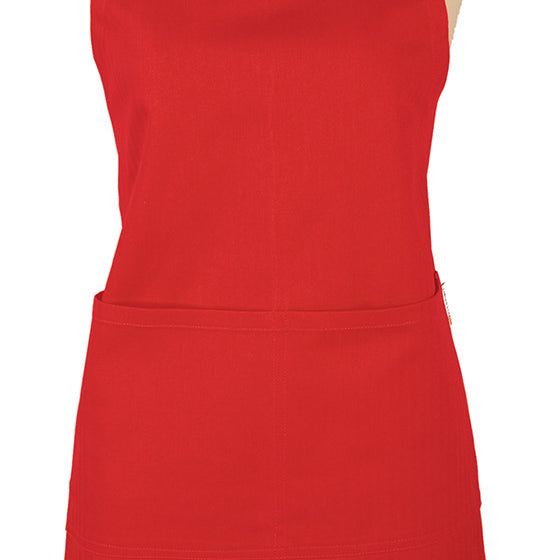 MU Kitchen Adjustable Cotton Herringbone Weave Apron, 35-Inches, Crimson