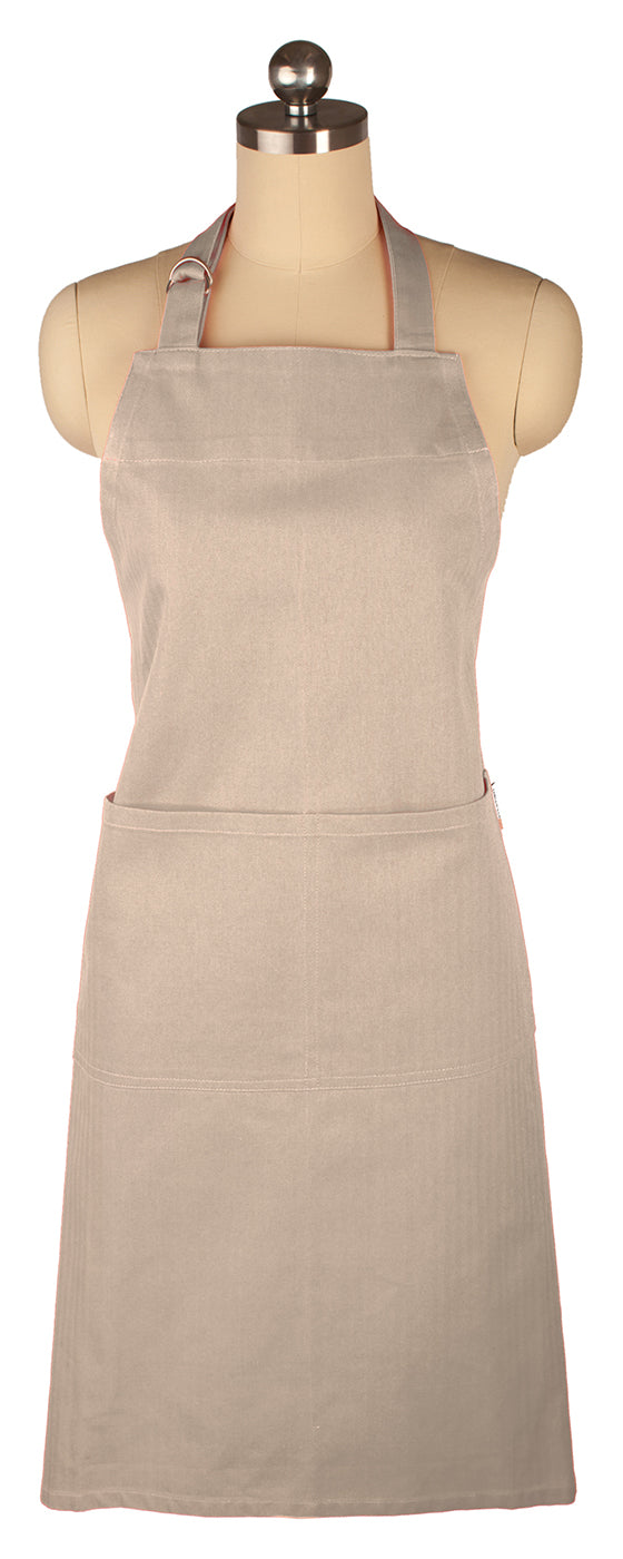 MU Kitchen Adjustable Cotton Herringbone Weave Apron, 35-Inches, Flax