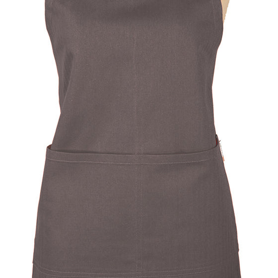 MU Kitchen Adjustable Cotton Herringbone Weave Apron, 35-Inches, Stainless