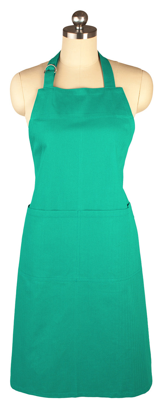 MU Kitchen Adjustable Cotton Herringbone Weave Apron, 35-Inches, Surf