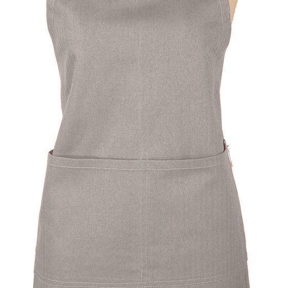 MU Kitchen Adjustable Cotton Herringbone Weave Apron, 35-Inches, Nickel