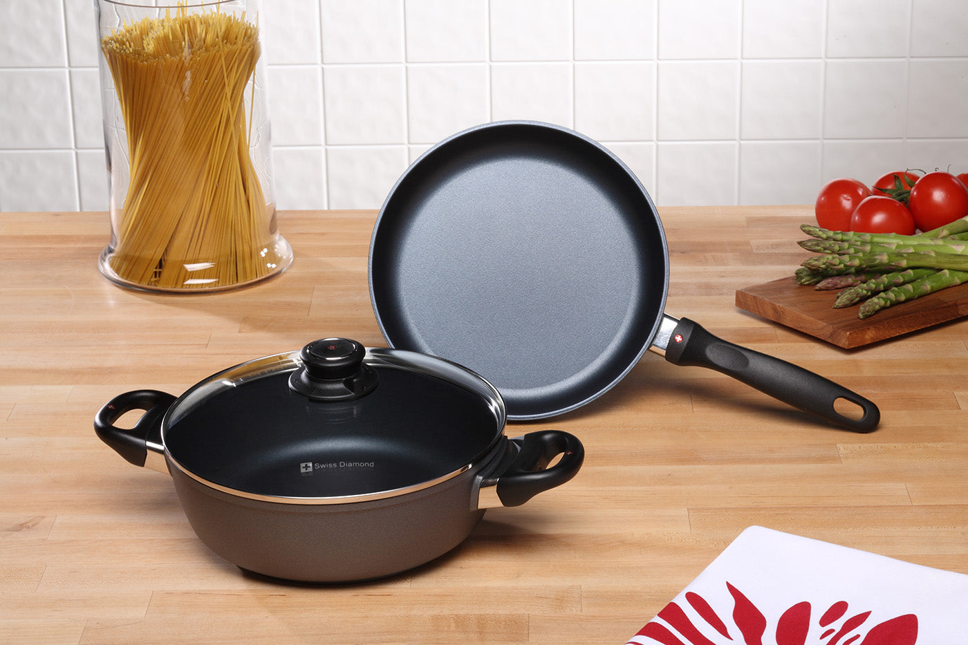 Swiss Diamond 3 Piece Cookware Set - Fry Pan and Casserole