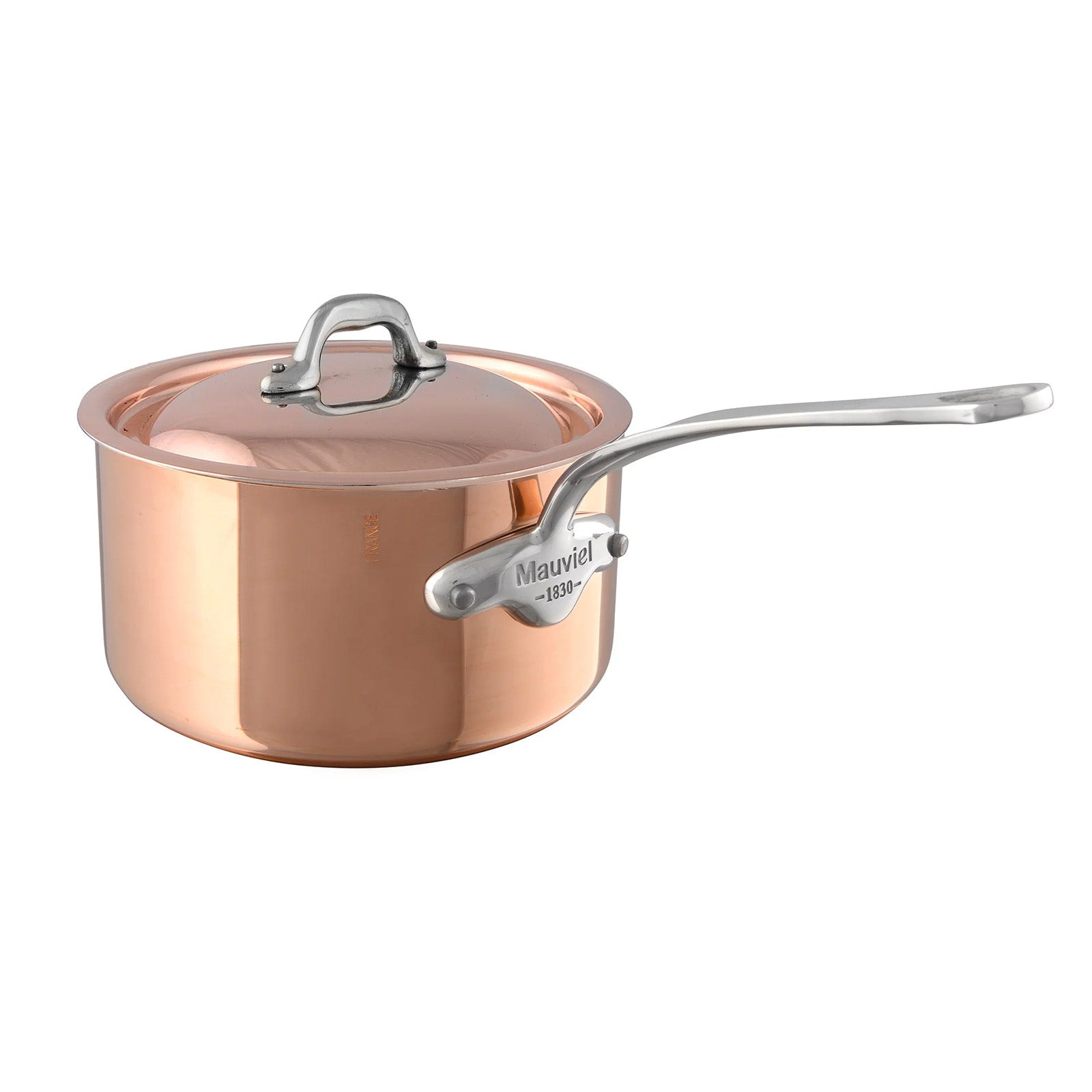 Mauviel M'3 S 2.8-Quart Copper Sauce Pan With Lid, Cast Stainless Steel Handle