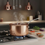 Mauviel M'3 S 3.4-Qt Copper Sauce Pan With Lid, Cast Stainless Steel Handle