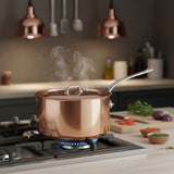 Mauviel M'3 S 3.4-Qt Copper Sauce Pan With Lid, Cast Stainless Steel Handle