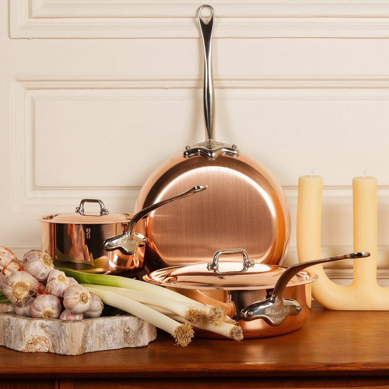 Mauviel M'3 S 3.2-Qt Copper Saute Pan With Lid, Cast Stainless Steel Handle