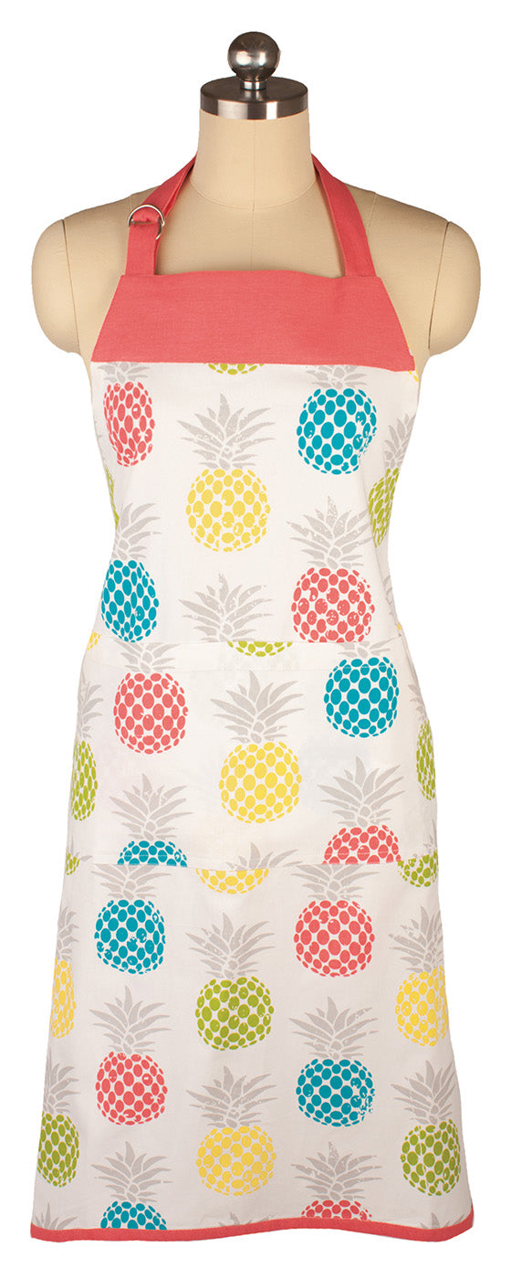 MU Kitchen Adjustable Cotton Designer Apron, 35-Inches, Pineapple Medley