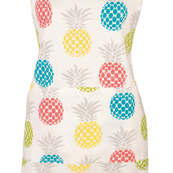 MU Kitchen Adjustable Cotton Designer Apron, 35-Inches, Pineapple Medley