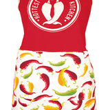 MU Kitchen Adjustable Cotton Designer Apron, 35-Inches, Chili Peppers