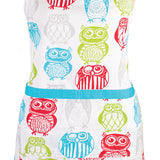 MU Kitchen Adjustable Cotton Designer Apron, 35-Inches, Happy Owls
