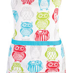 MU Kitchen Adjustable Cotton Designer Apron, 35-Inches, Happy Owls