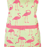 MU Kitchen Adjustable Cotton Designer Apron, 35-Inches, Flock of Flamingos