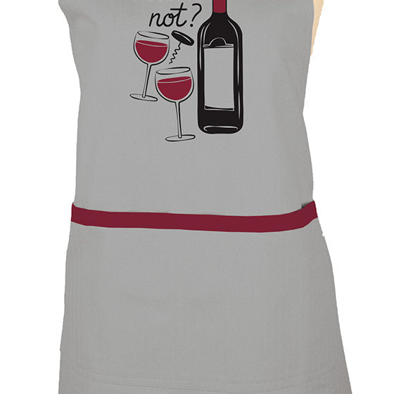 MU Kitchen Adjustable Cotton Designer Apron, 35-Inches, Wine Not