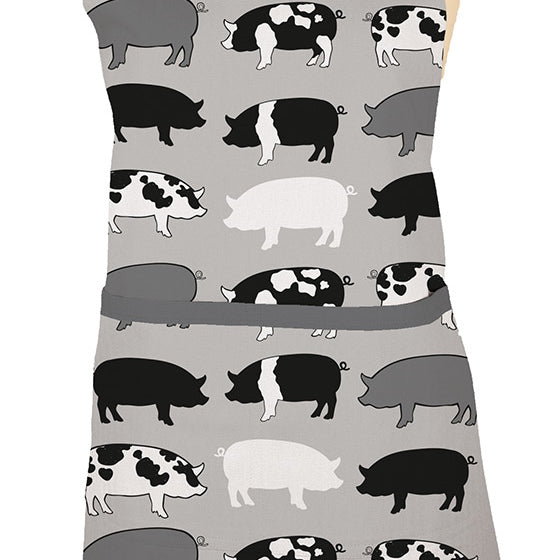 MU Kitchen Adjustable Cotton Designer Apron, 35-Inches, Pigs