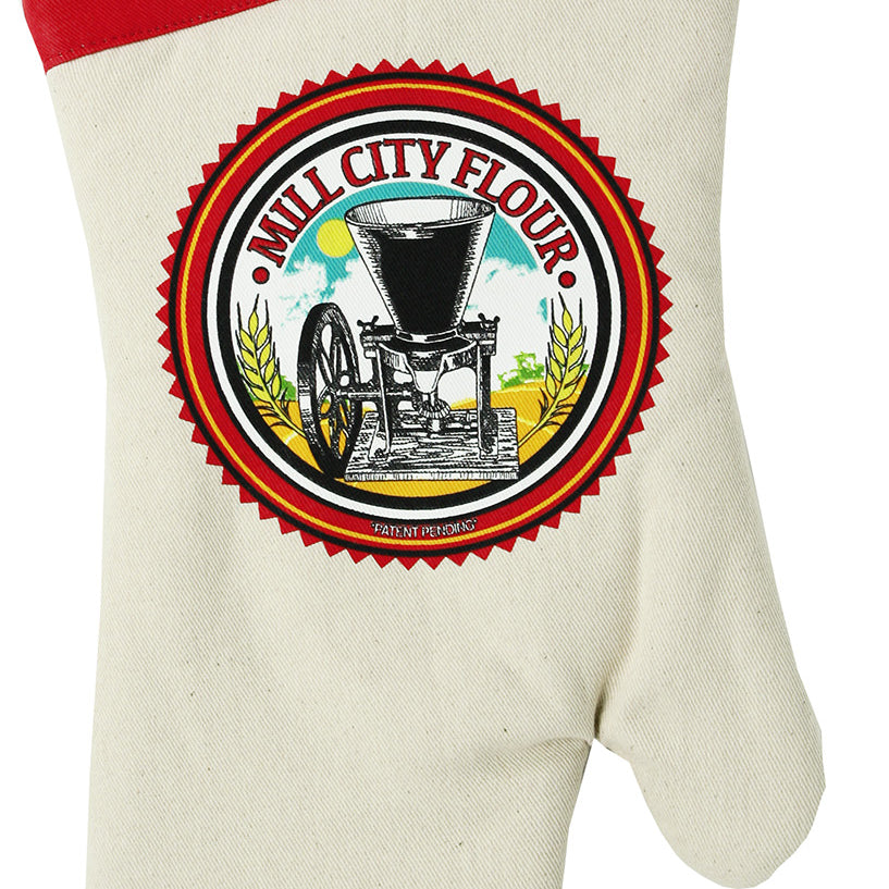 MU Kitchen 100% Cotton Terry-Lined Designer Oven Mitt, 13-Inch, Mill City