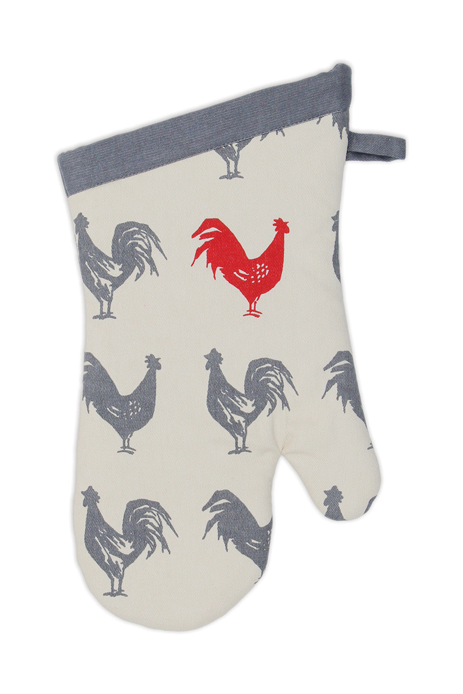 MU Kitchen 100% Cotton Terry-Lined Designer Oven Mitt, 13-Inch, Hen House