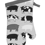 MU Kitchen 100% Cotton Terry-Lined Designer Oven Mitt, 13-Inch, Pigs