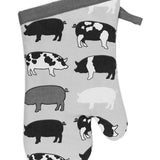 MU Kitchen 100% Cotton Terry-Lined Designer Oven Mitt, 13-Inch, Pigs